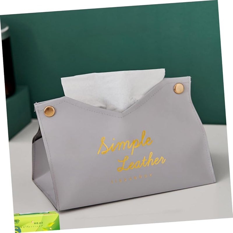 حامل علبة المناديل من الجلد البولي يوريثان الأسود تصميم علبة ورقية إبداعية حافظة تخزين زخرفية للمنزل - Image 4